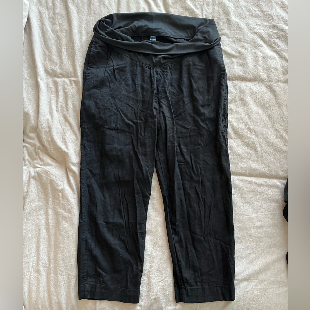Old Navy Black Linen Maternity Pants - Large